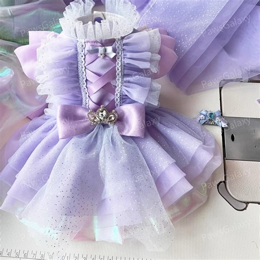 Lavender Pet Wedding Dress for Dogs Cats, Glittering Fairy Costume Birthday Outfit, Custom Size - Etsy