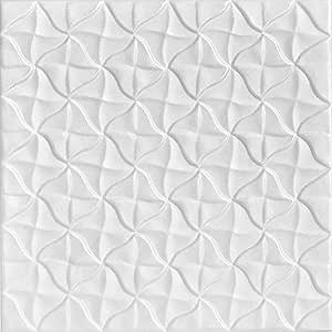 A La Maison Ceilings R55 Granny's Pinwheel Foam Glue-up Ceiling Tile (21.6 sq. ft./Case), Pack of 8, Plain White