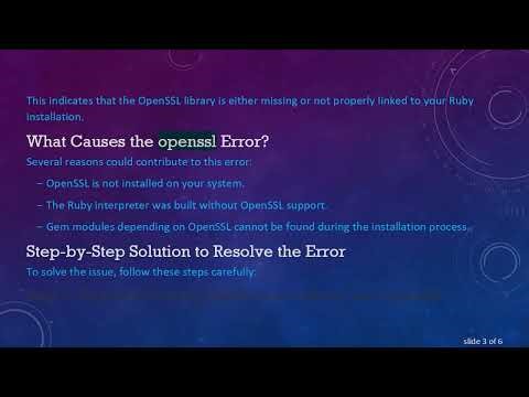 Resolving the Cannot load such file -- openssl Error in Ruby