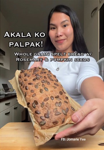 First time ko magbake ng Whole grain spelt bread na merong Rosemary (from our garden) & pumpkin seeds #WholegrainBread #baking #rosemary #bread #breadlover