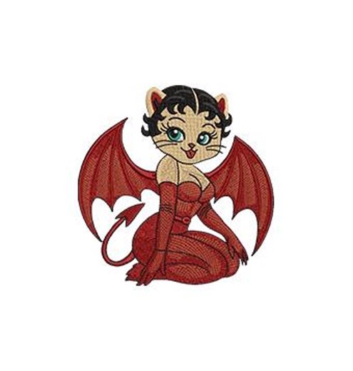 Red Devil Kitty Machine Embroidery Design: Cat Style Betty Boop (5 Sizes, 8 Formats Digital File) Instant Download - Etsy