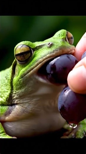 Cute Frog Eat Grape! #frog #funny #memes #froglife