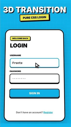 3D card flip login UI — pure HTML CSS JS, no libraries #css #html