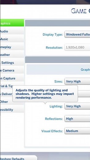 Graphics setting for Sims 4. #shorts