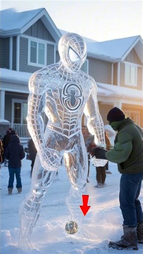 Spiderman vs Hulk but Ice Sculpture #spiderman #hulk #superhero #marvel #icesculptures #shorts