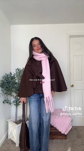 Stylish Winter Outfit Ideas with Cape Coat and Scarf