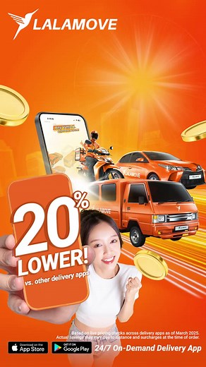 Lalamove is STILL the most affordable delivery choice, 20% LOWER vs. other delivery apps!