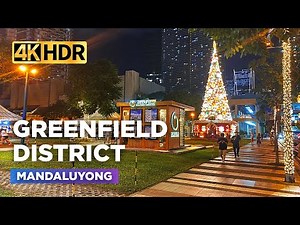Festive Christmas Street Lights in Philippines | GREENFIELD DISTRICT Mandaluyong | Walk Tour【4K】
