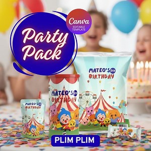 Plim Plim Decoration, Plim Plim Birthday, Chips Bag Printable, Plim Plim Supplies, Party Favor Template| Editable Canvas Instant Download - Etsy