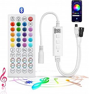 RGBZONE 1-Port Bluetooth LED Controller, 3-PIN Smart Light Strips Controller, IR Wirless Remote Control for 5V/12V/24V WS2812B WS2811 WS2812 Light Strips