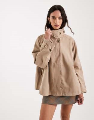 ONLY high collar cape jacket in light beige | ASOS