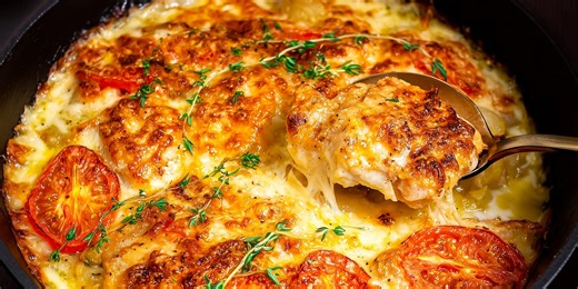 The Creamiest Chicken and Potato Skillet Bake
