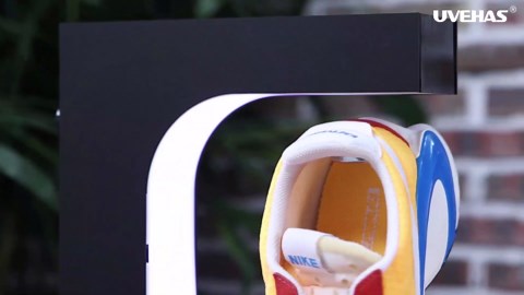 UVEHAS Floating Shoe Display Magnetic Levitation Sneaker Stand with LED Light Rotating Levitating Holder Rack for Shoes Collectors Advertising Exhibition Store Show Home Decoration, Black