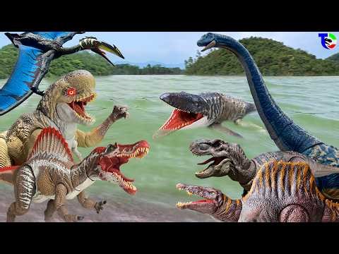 T-REX vs SPINOSAURUS vs INDOMINUS REX | Giga Egg Adventure & D-REX ARRIVAL! 🦖