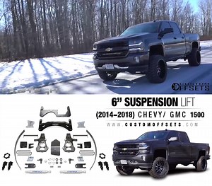 7.6K views · 90 reactions | Check out this lift kit for Chevy/ GMC 1500 (2014-2018) https://bit.ly/2DqgWuX Looking to lift your truck? We sell kits ranging from 3”-10" of lift for almost every Truck, SUV, or Jeep Year/Make/Model. Check out all your lift kit options HERE --- www.customoffsets.com/lifts Want to see the full spotlight? Check it out at: https://bit.ly/2zb5NeA Fabtech Motorsports | Custom Offsets | Facebook