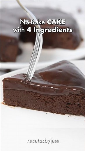 4-Ingredient No Bake CAKE in 5 minutes! 🍫 #easyrecipe #chocolate #nobakedessert