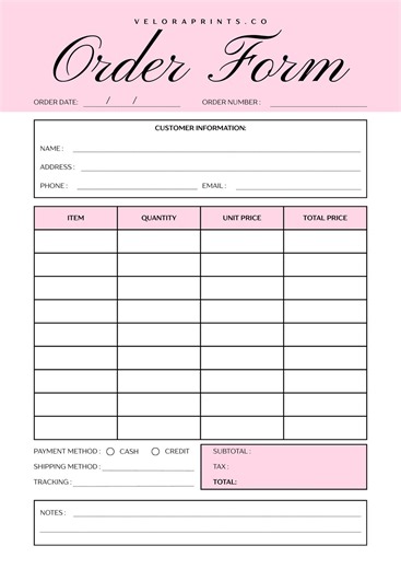 Editable Order Form Template, Small Business Invoice, Google Docs Word (digital Download) - Etsy