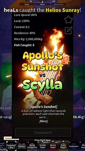 *NEW* Apollo’s Sunshot Rod vs Scylla! 🎣 | #fyp #fisch #roblox #fischroblox #update