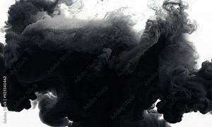 Abyssal Ink Dance: An enigmatic spectacle of swirling black ink suspended in water, capturing the fluid beauty of darkness in motion.