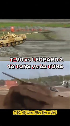 T-90 (46t) vs Leopard 2 (62t): Jump Physics! 🇷🇺🇩🇪 #shorts