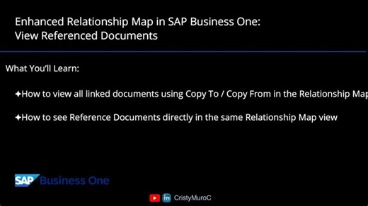 Enhanced Relationship Map in SAP Business One: View Referenced Documents | Cristy Muro