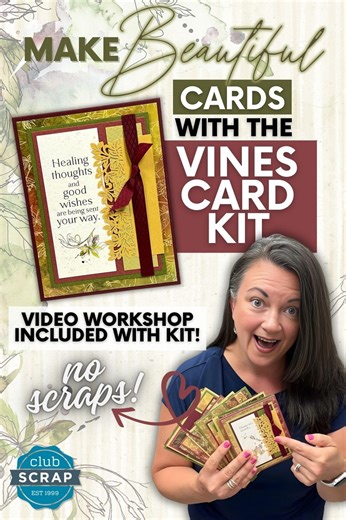 232 reactions · 42 shares | Send heartfelt greetings this month with our new Vines Card kit. Make these simple single fold cards and send your cards in a snap... with no scraps leftover!  Supplies to make 12 fully embellished greeting cards with perfectly sized envelopes ️ Printable instructions  In-depth video workshop ✂ No scraps! $ Custom cards, cheaper than the store | Club Scrap | Facebook