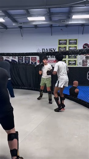 Kickboxing class in the cage