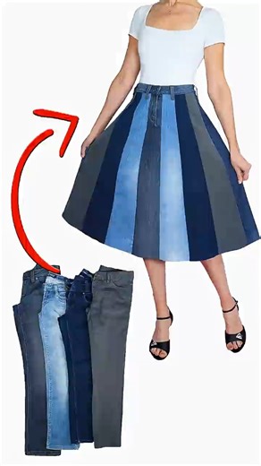 Upcycle Old Jeans DIY Patchwork Skirt Miarti🪡🧵✂️ ✌️