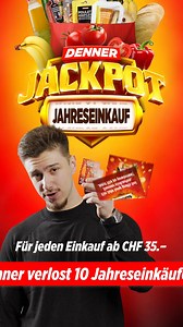 Das Leben ist schon teuer genug. Aber keine Sorge, Denner hilft! 💸 Gewinne 10 Jahreseinkäufe im Wert von je CHF 10'000.– mit dem Denner Jackpot. 🛒✨ Ein Jahr lang gratis bei Denner einkaufen! 🍀 🎫 Alle Infos zum Denner Jackpot findest du hier: https://www.denner-jackpot.ch/jahreseinkauf | Denner