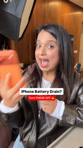 Roobina Mongia | TECH on Instagram: "These 3 hidden iPhone settings are secretly draining your battery in the background 😳 Share this reel with every iPhone user you know 🔥 . . #iPhoneTips #iPhoneBattery #BatteryDrain #iPhoneHacks #iPhoneonly . . [ iPhone battery drain, improve iPhone battery life, iPhone hidden settings, iPhone battery tips, iOS battery saving, iPhone dark mode battery, Apple battery health, iPhone settings to turn off, Insta, iPhone Daily, Tips and Tricks, Hacks, Insta, Inst