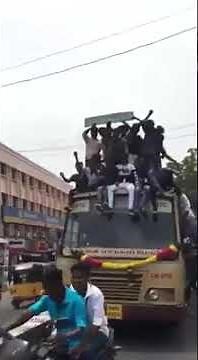 Bus Fail! lots of people falling off a bus while on top of it!
