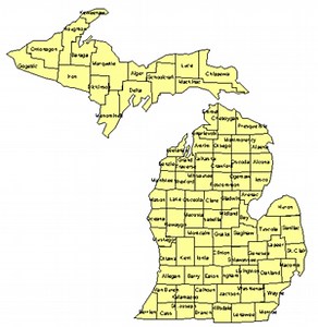 Michigan Editable US Detailed County and Highway PowerPoint Map - MAPS for Design