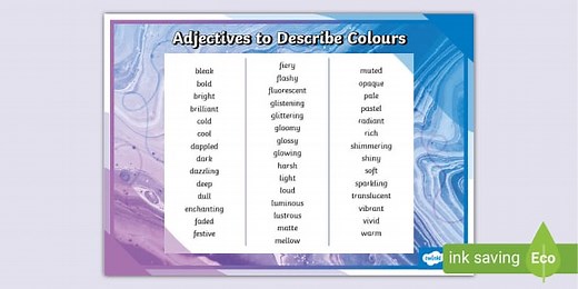 Adjectives to Describe Colours Word Mat
