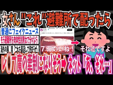 【7万いいね】女さん「“これ“避難所で大々的に配ったらレ◯プ魔への牽制になりそう！」➡︎ ネット「あ、それ嘘ですよ」【ゆっくり ツイフェミ】
