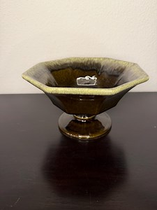 Hull USA Pottery Octagonal Compote With Green Drip Glaze - Etsy Australia