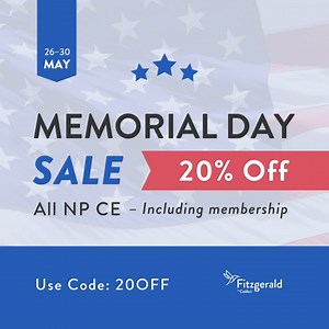 Save 20% on ALL Fitzgerald NP CE materials and courses! Use promo code 20OFF and save on memberships, conferences, reference materials and more. Save 20% today. | Fitzgerald Health Education Associates