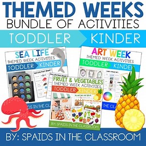 Themed Toddler & Pre-K Activity Bundle: Ocean, Art & Healthy Food Fun