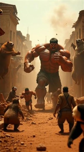 HULK Saves The Village... But There's a TWIST! 😱😭 #Shorts #ai #hulk #3d #story