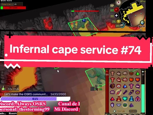Servicio de infernal cape número 74🤯 Infernal cape service number 74🤯 #osrs #osrstiktok #oldschoolrunescape #inferno