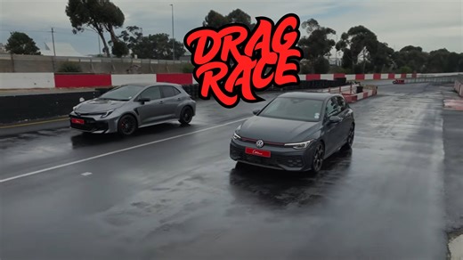 Volkswagen Golf GTI Drag Races Automatic Toyota GR Corolla in the Wet, It's Not Close