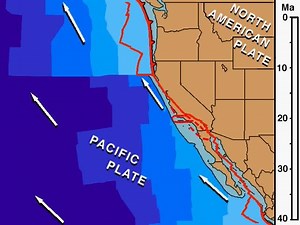 This animation by Dr. Tanya Atwater shows the plate tectonic history of the northeast Pacific and western North America, 38 million years ago to Present (stable North America held fixed). It includes the breakup and piecewise subduction of the Farallon plate and the consequent development of the San Andreas plate boundary. For more incredible animations visit http://emvc.geol.ucsb.edu/1_DownloadPage/Download_Page.html#WNATectGeolHist | EarthScope Consortium