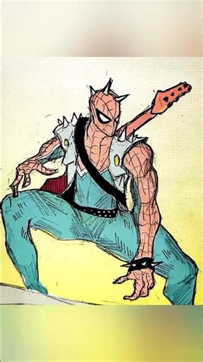 SPIDER-MAN BUT WITH A RAD GUITAR?! #shorts #art #marvel