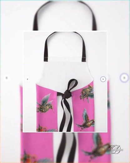 Steampunk Hummingbird Kitchen Apron: Pink Bird Lover Gift