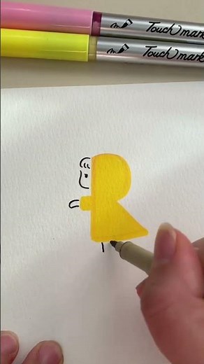 Comment dessiner une petite fille en imperméable sur une trottinette Étape par étape ! 💛🛴🌧️