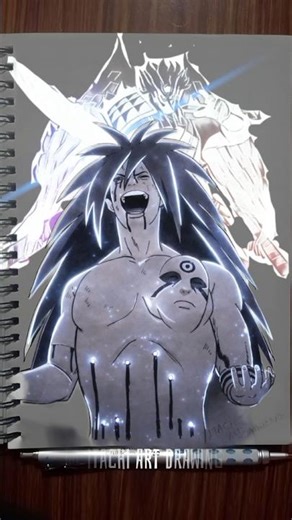 madara glow effect drawing🤍i hope you my drawing pen glow effect arts #drawing #animedrawing #shorts