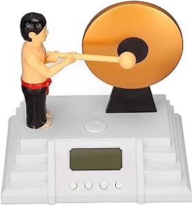 Small Digital Alarm Clock with Gong Stick,Creative Alarm Clock Good Gift,Supports Screen Backlight,Suitable for People with Heavy Sleeper, Mild Hearing Loss,Even Deafness