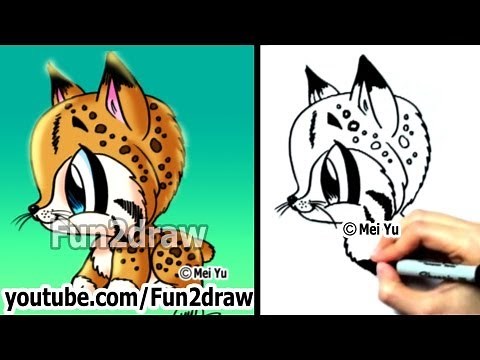 How to Draw Animals - How to Draw a Bob Cat - Cute Art - Easy Drawings - Fun2draw Online Art Class