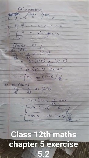 class 12th maths chapter 5 chain rule
