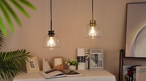 kudos Black Farmhouse Pendant Lights,7 inch Industrial Pendant Lighting for Kitchen Island with Clear Globe Glass Shade, Island Light Fixture Dining Room Entryway, KDPL12-BK-S