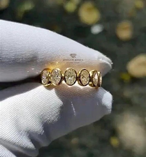 Oval Diamond Eternity Band Lab Grown Bezel Set 2.10ctw Gold or Platinum Wedding Ring - Etsy